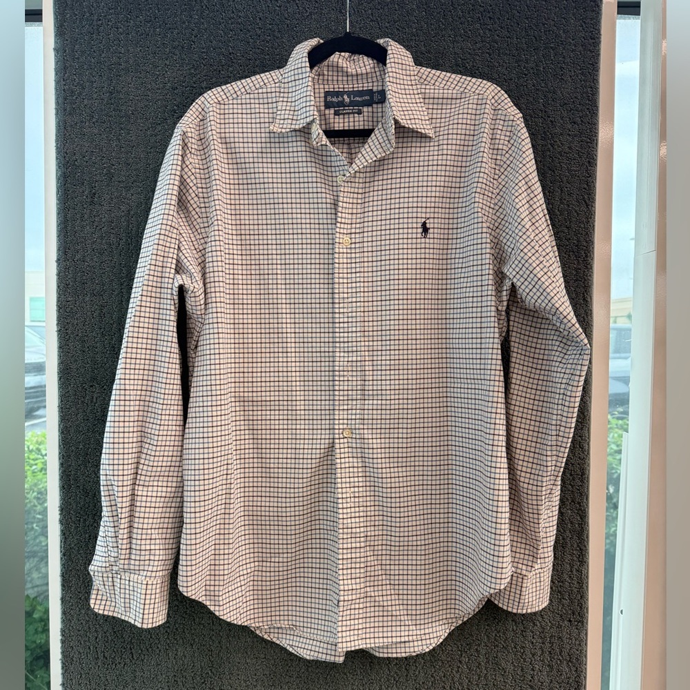 Ralph Lauren Men's Casual Checkered Shirt - Blue and White